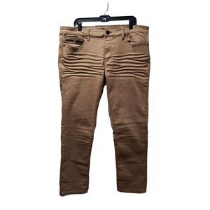 Benjamin Black Jeans Men’s 38x29 Tan Brown Slim Straight Ribbed Stretch Denim